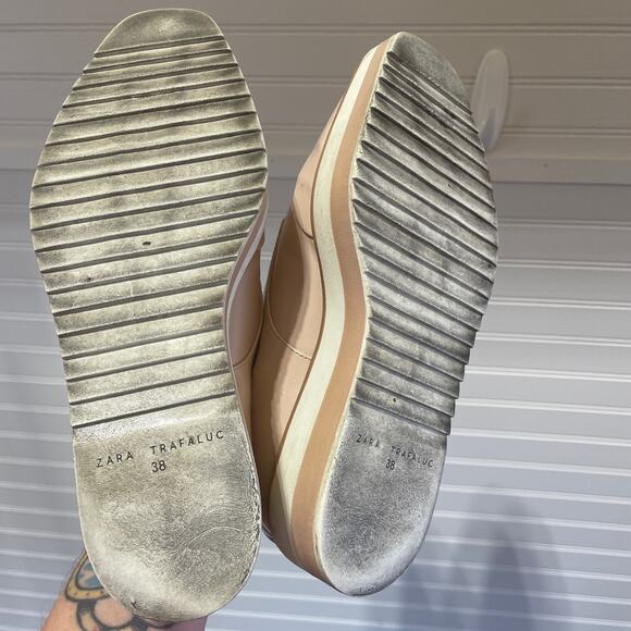 Zara Trafaluc Pale Pink Platform Lace Up Oxfords/Loafers - Picture 10 of 13